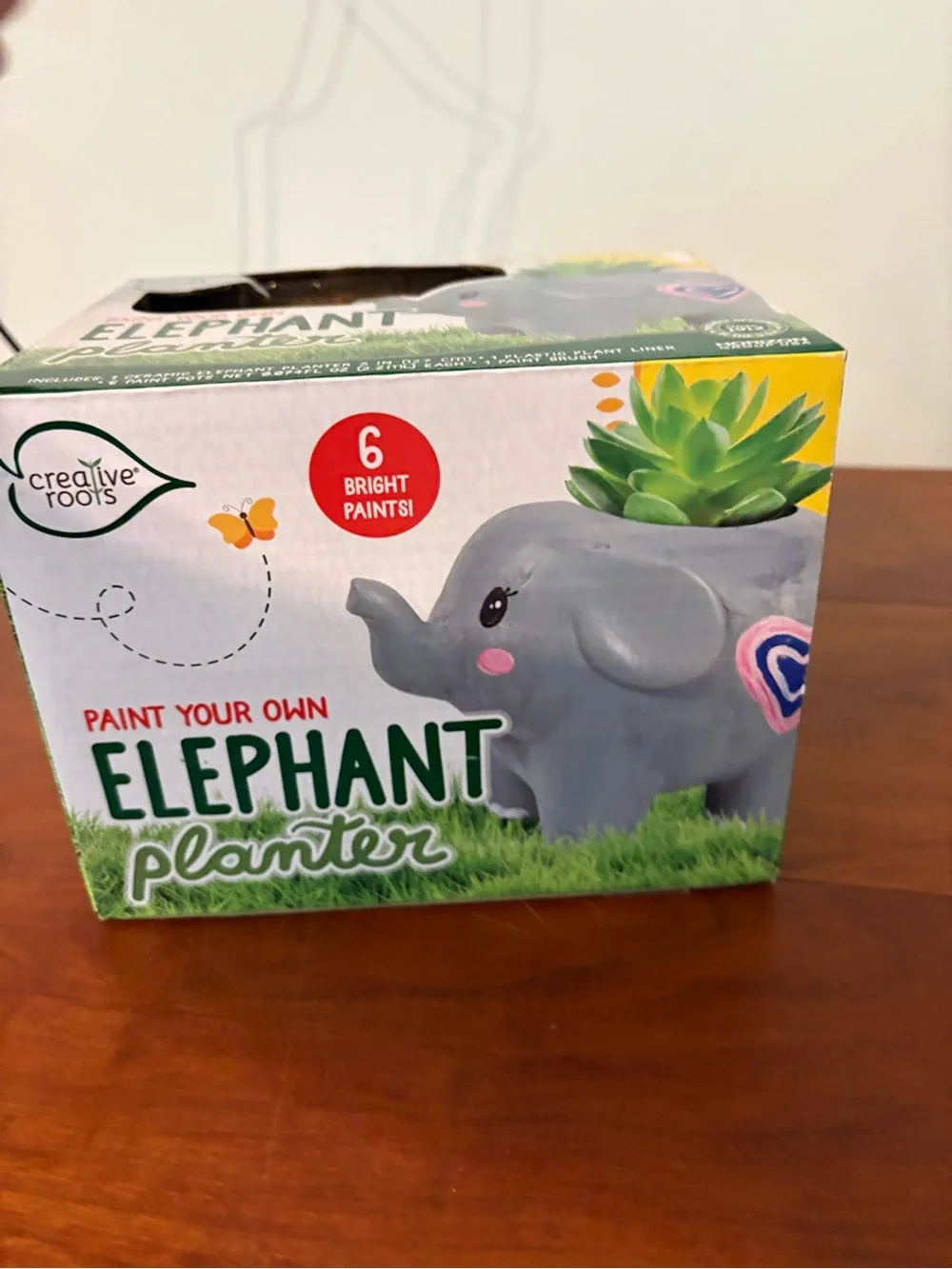 Creative Roots Paint Your Own Elephant Planter Ceramic Craft Kit NIB